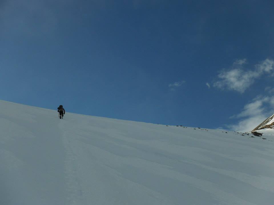 Plugging some steps up the last bit of Snow on the way out