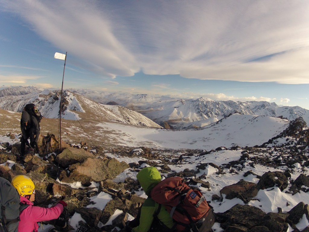 At the summit in the wind!
