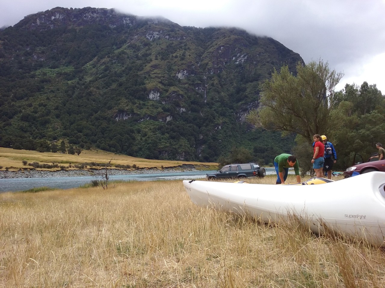 Preparing for the paddle down the Matukituki